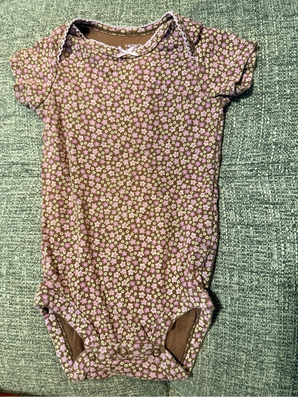 Carter's Brown One-Piece Bodysuit with Pink and White Floral Print